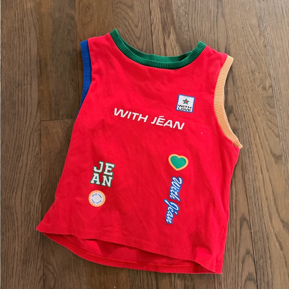 With Jean Red Graphic Tank Too